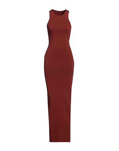 RICK OWENS Long dress Chocolate brown 63% Viscose, 27% Polyester, 7% Polyamide, 3% Elastane