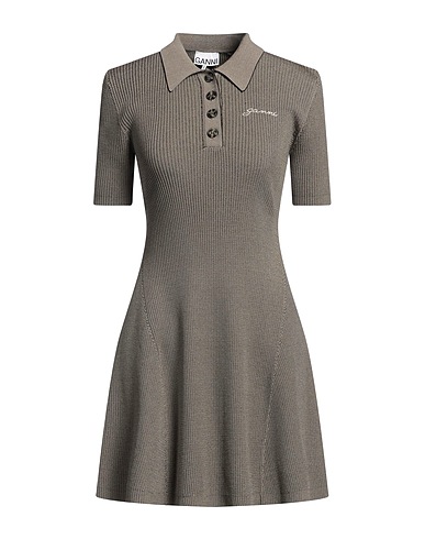 GANNI Office dress Khaki 56% Rayon, 43% Polyamide, 1% Elastane