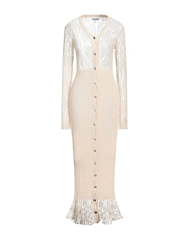 GANNI Long dress Cream 100% Organic cotton