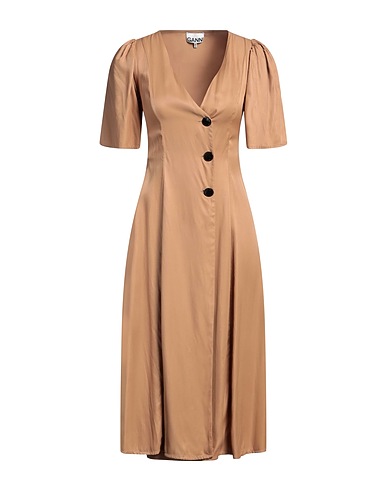 GANNI Midi dress Camel 59% Viscose, 41% EcoVero™ viscose