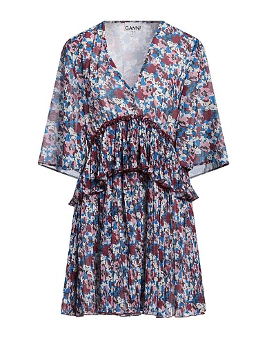 GANNI Short dress BORDEAUX 100% Recycled polyester