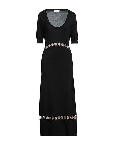 RABANNE Langes Kleid Schwarz 69% Wolle, 23% Seide, 7% Polyamid, 1% Elastan
