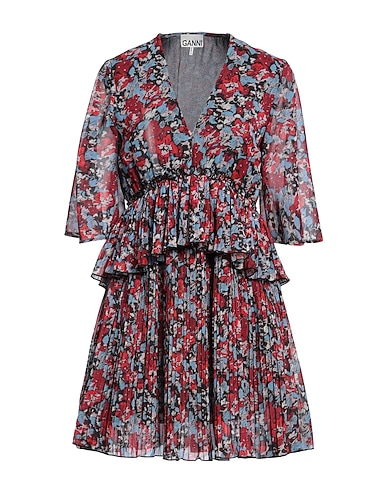 GANNI Pleated dress Burgundy 100% Recycled polyester