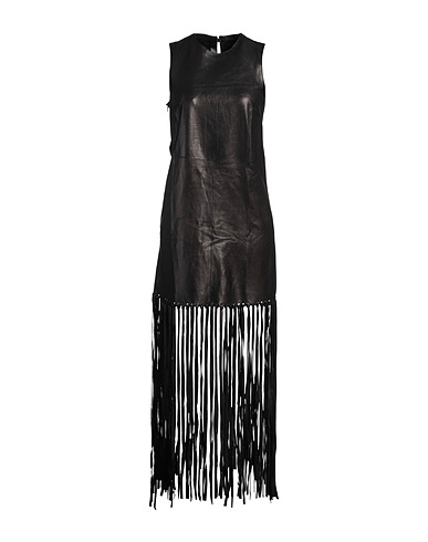 THE ANDAMANE Long dress Black 100% Ovine leather