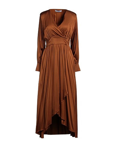 EMMA & GAIA Long dress Brown 98% Viscose, 2% Elastane