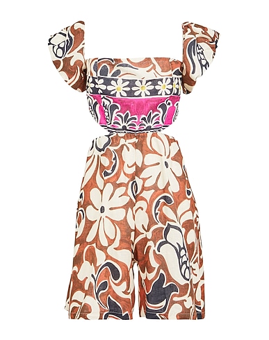 DIXIE Playsuits MARRONE 55% Linen, 45% Viscose