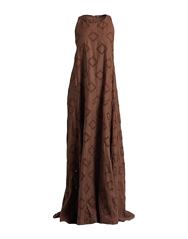 KITON Long dress Chocolate brown 100% Linen