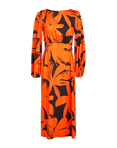 LIVIANA CONTI Midi dress Orange 97% Cotton, 3% Elastane