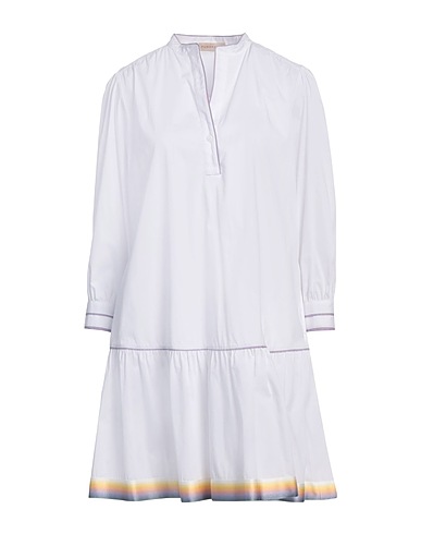 PUROTATTO Shirt dress White 88% Cotton, 8% Polyamide, 4% Elastane