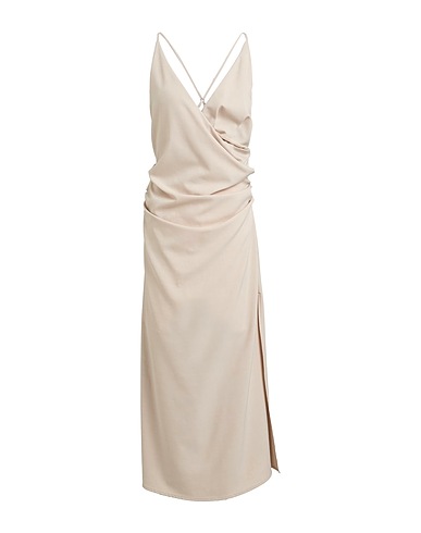 SOLOTRE Long dress Beige 94% Polyester, 6% Elastane