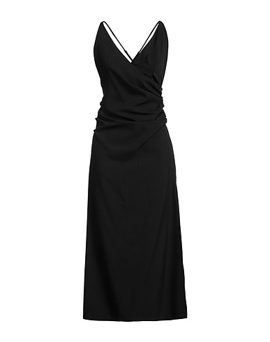SOLOTRE Long dress Black 94% Polyester, 6% Elastane