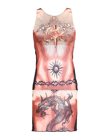 JEAN PAUL GAULTIER Sheath dress Chocolate brown 100% Polyamide, Elastane