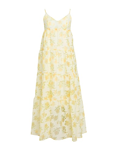 WHITE WISE Long dress Pastel yellow 63% Rayon, 37% Polyester