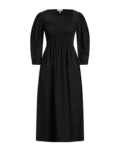 GANNI Midi dress Black 100% Organic cotton