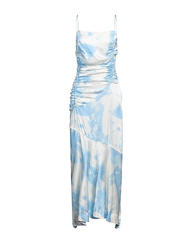 GANNI Long dress Sky blue 95% Recycled viscose, 5% Elastane
