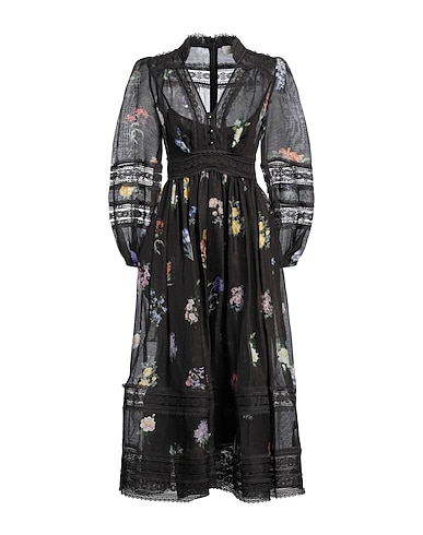 ZIMMERMANN Midi dress Black 53% Linen, 47% Silk