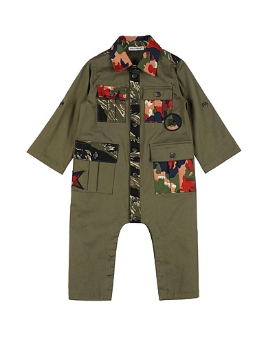 DOLCE&GABBANA Baby jumpsuit  Military green 79% Cotton, 20% Lyocell, 1% Elastane, Polyester