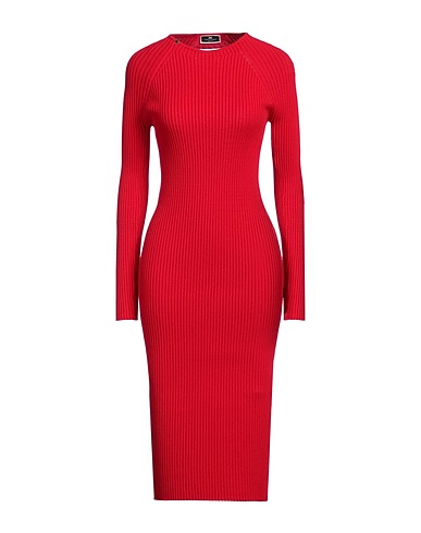 ELISABETTA FRANCHI Midi dress Red 70% Viscose, 30% Polyester