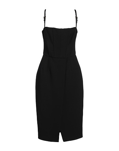 ELISABETTA FRANCHI Midi-Kleid Schwarz 69% Wolle, 22% Viskose, 9% Seide, Synthetische Fasern