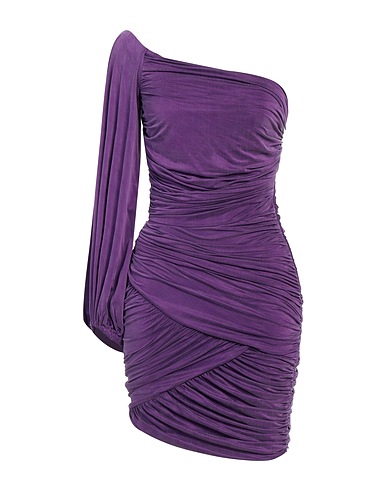 ELISABETTA FRANCHI One-shoulder dress Dark purple 92% Cupro, 8% Elastane