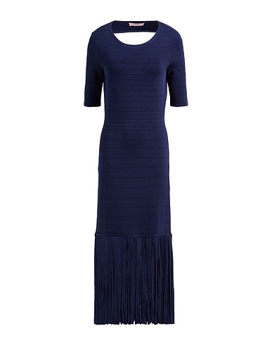 TWINSET Midi dress Navy blue 85% Viscose, 13% Polyamide, 2% Elastane