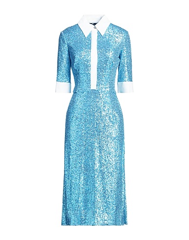 ELISABETTA FRANCHI Midi dress Azure 90% Polyester, 10% Elastane