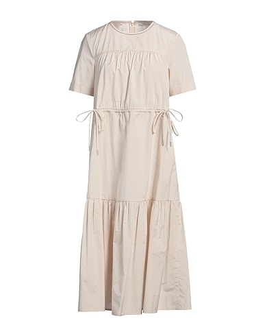 PESERICO Midi dress BEIGE 52% Cotton, 48% Polyester