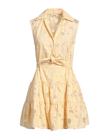 SANDRO Shirt dress Pastel yellow 54% Polyester, 46% Cotton, Mother-of-pearl