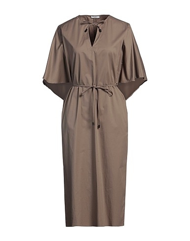 PESERICO Midi dress Khaki 97% Cotton, 3% Elastane