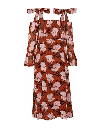 GANNI Midi dress Brown 100% Viscose