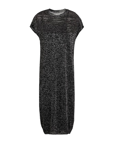 PESERICO Midi dress Black 51% Linen, 37% Polyester, 10% Metallic fiber, 2% Polyamide, Cotton
