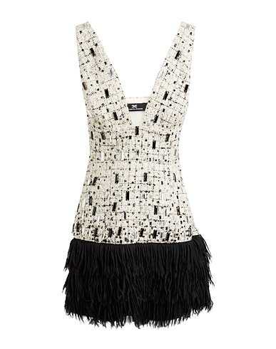 ELISABETTA FRANCHI Sheath dress Off white 34% Acrylic, 25% Wool, 15% Other Fibres, 15% Polyester, 11% Virgin Wool