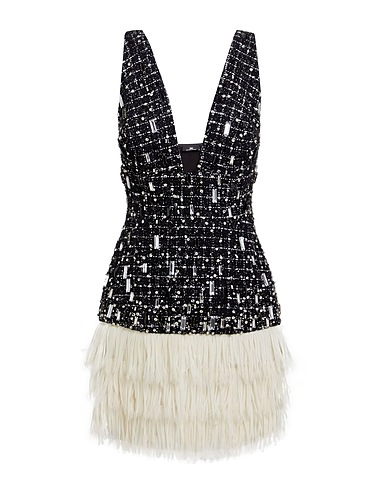 ELISABETTA FRANCHI Sheath dress Black 34% Acrylic, 25% Wool, 15% Other Fibres, 15% Polyester, 11% Virgin Wool