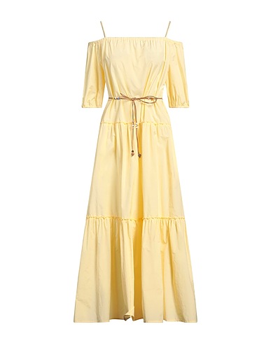 PESERICO Long dress Pastel yellow 52% Cotton, 48% Polyester