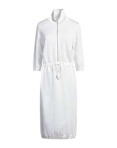 PESERICO Midi dress White 100% Cotton, Viscose, Polyester