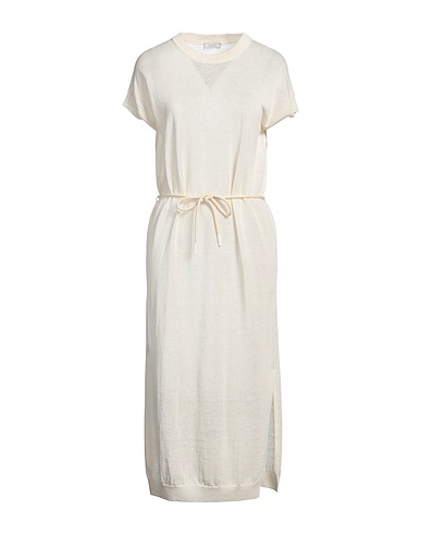 PESERICO Midi dress Ivory 100% Metallic fiber, Linen, Cotton
