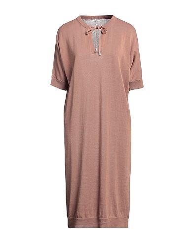 PESERICO Midi dress Light brown 60% Linen, 40% Cotton