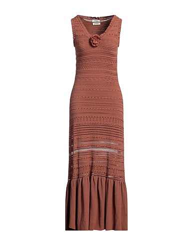 SANDRO Long dress Brown 63% Viscose, 37% Polyamide
