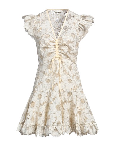 SANDRO Short dress Ivory 56% Polyester, 37% Cotton, 7% Metallic fiber, Lyocell, Polyamide