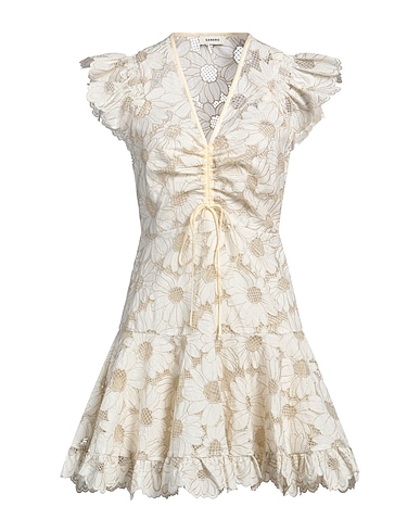 SANDRO Short dress AVORIO 56% Polyester, 37% Cotton, 7% Metallic fiber, Lyocell, Polyamide