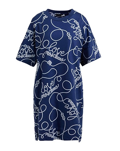 LOVE MOSCHINO Short dress Navy blue 100% Cotton, Elastane