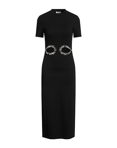 SANDRO Midi dress Black 97% Cotton, 3% Elastane