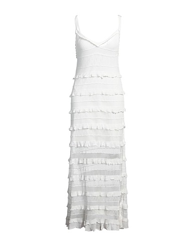 SANDRO Elegant dress White 95% Viscose, 4% Polyamide, 1% Elastane