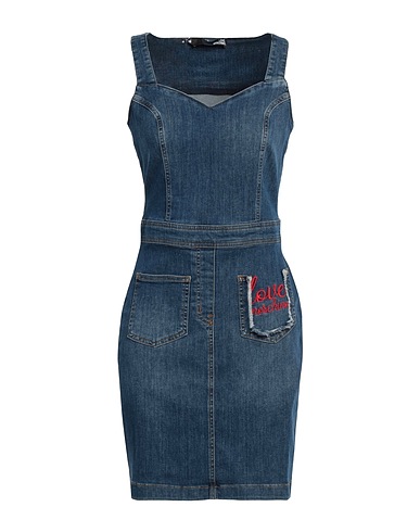 LOVE MOSCHINO Denim dress Blue 84% Cotton, 13% Polyester, 3% Elastane