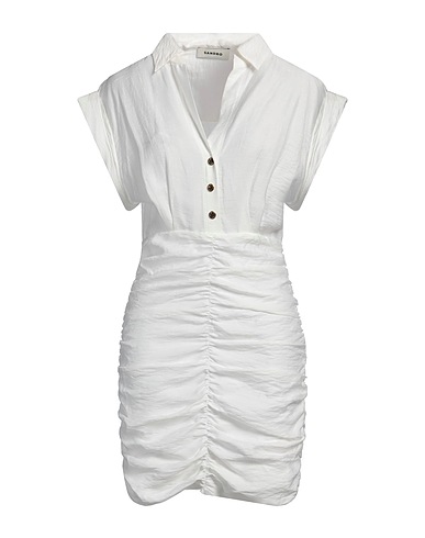 SANDRO Shirt dress White 54% Viscose, 32% Linen, 14% Polyamide