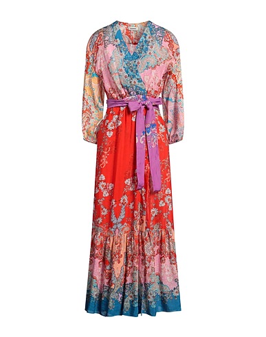 SANDRO Long dress Pink 67% Viscose, 33% Linen