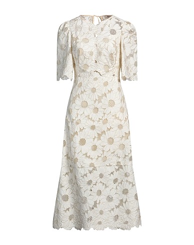 SANDRO Midi dress Cream 52% Polyester, 41% Cotton, 7% Metallic fiber