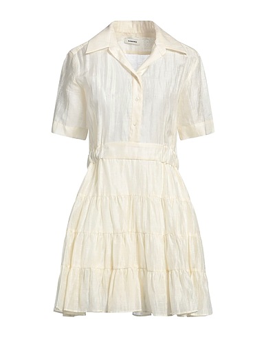 SANDRO Shirt dress Cream 86% Linen, 14% Polyester