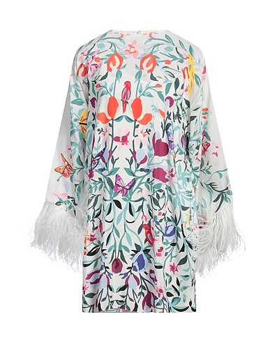 VALENTINO GARAVANI Short dress White 91% Viscose, 9% Elastane, Ostrich feathers