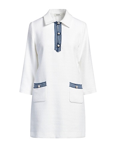 SANDRO Shirt dress White 49% Cotton, 25% Viscose, 20% Acrylic, 6% Polyamide, Polyester